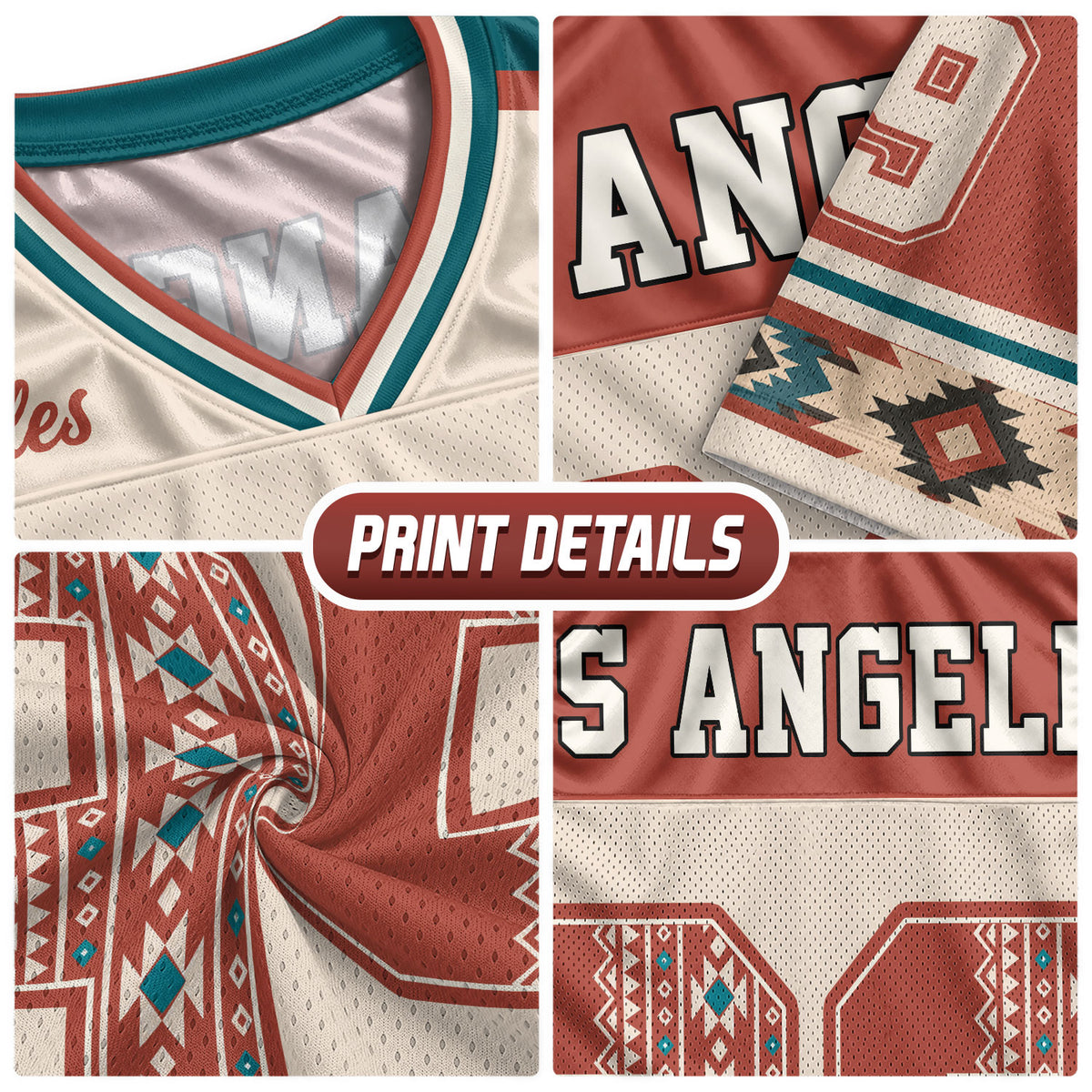 Custom Orange Los Angeles Football Y2K Outfits Unisex Ethnic Aztec Print Team Shirt