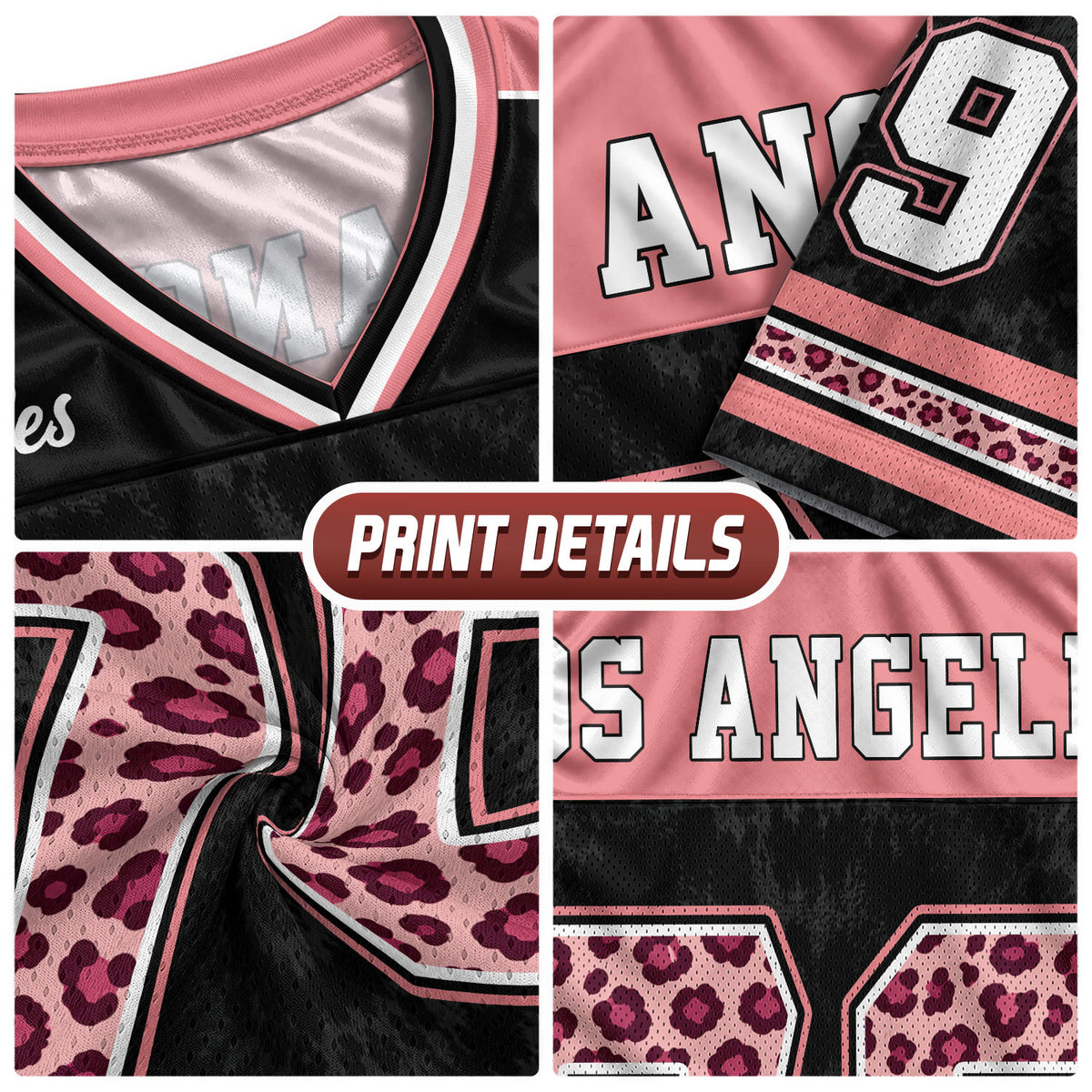 Custom Pink Leopard Los Angeles Football Y2K Jersey Unisex Cheetah Print Team Shirt