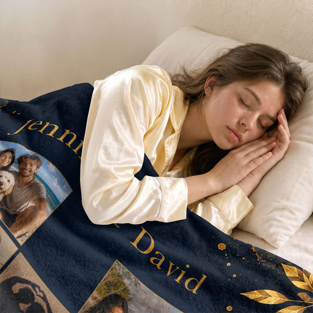 Custom Couple Photo Blanket Picture Heart Collage Names Soft Fleece Throw Anniversary Gift