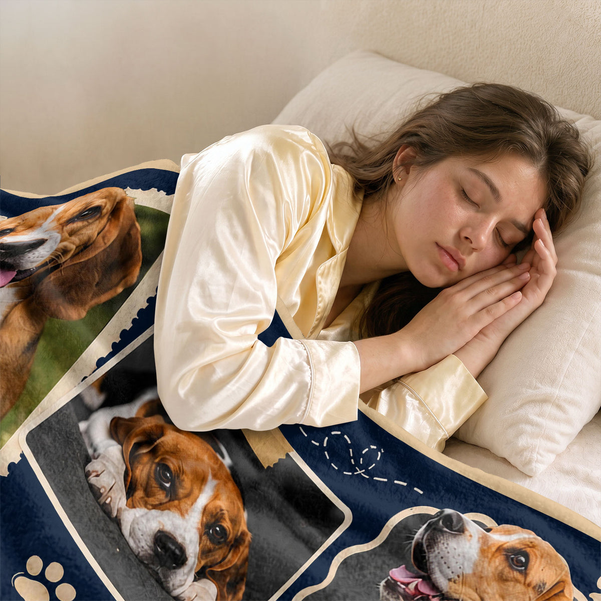 Personalized Custom Dog Photo Collage Memorial Blanket Pet Name Soft Throw Decor