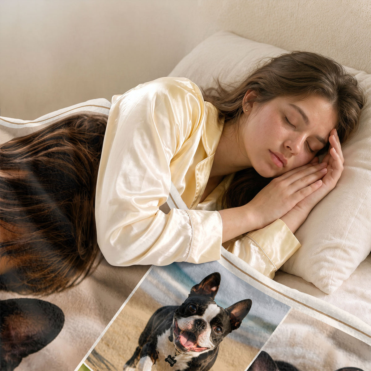 Custom Dog Photo Blanket Pet Memorial Collage Forever In My Heart Soft Fleece Loss Gift
