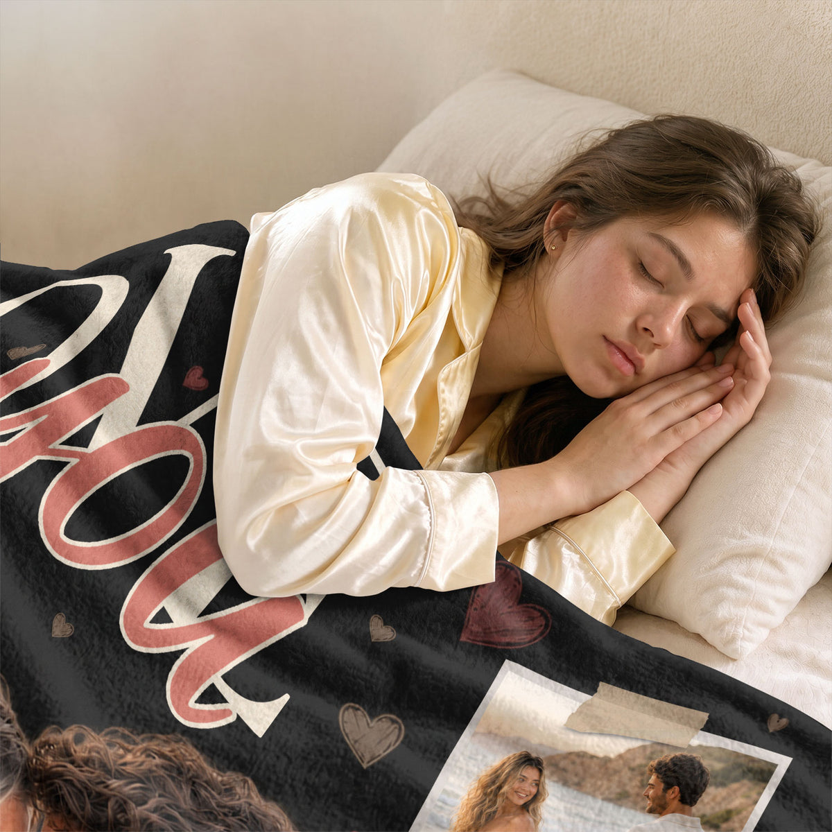 Custom Photo Blanket Couple Personalized Anniversary Gift Love You Collage Throw Blanket