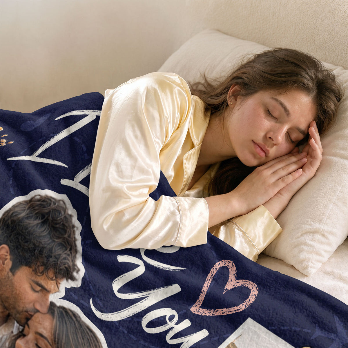 Personalized Photo Blanket for Couples Romantic I Love You Scrapbook Picture Blanket