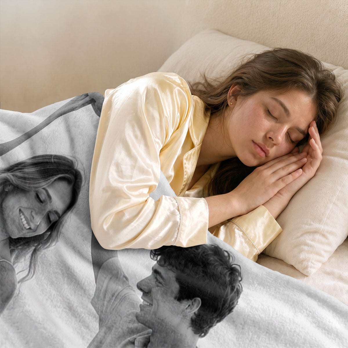 Personalized Couple Picture Blanket Custom Photo Collage Soft Warm Fleece Blanket Date