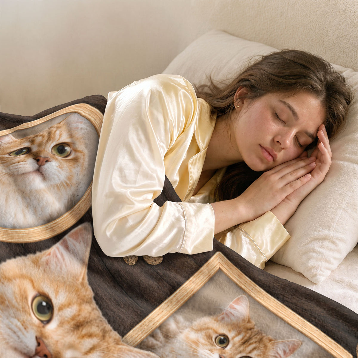 Custom Kitty Cat Photo Collage Fleece Blanket Name Memory Memorial Throw Tapestry Piece