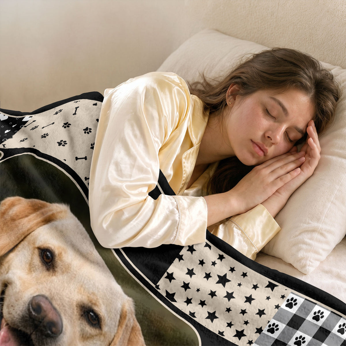 Custom Pet Dog Photo Collage Fleece Blanket Name Memory Memorial Throw Tapestry Item