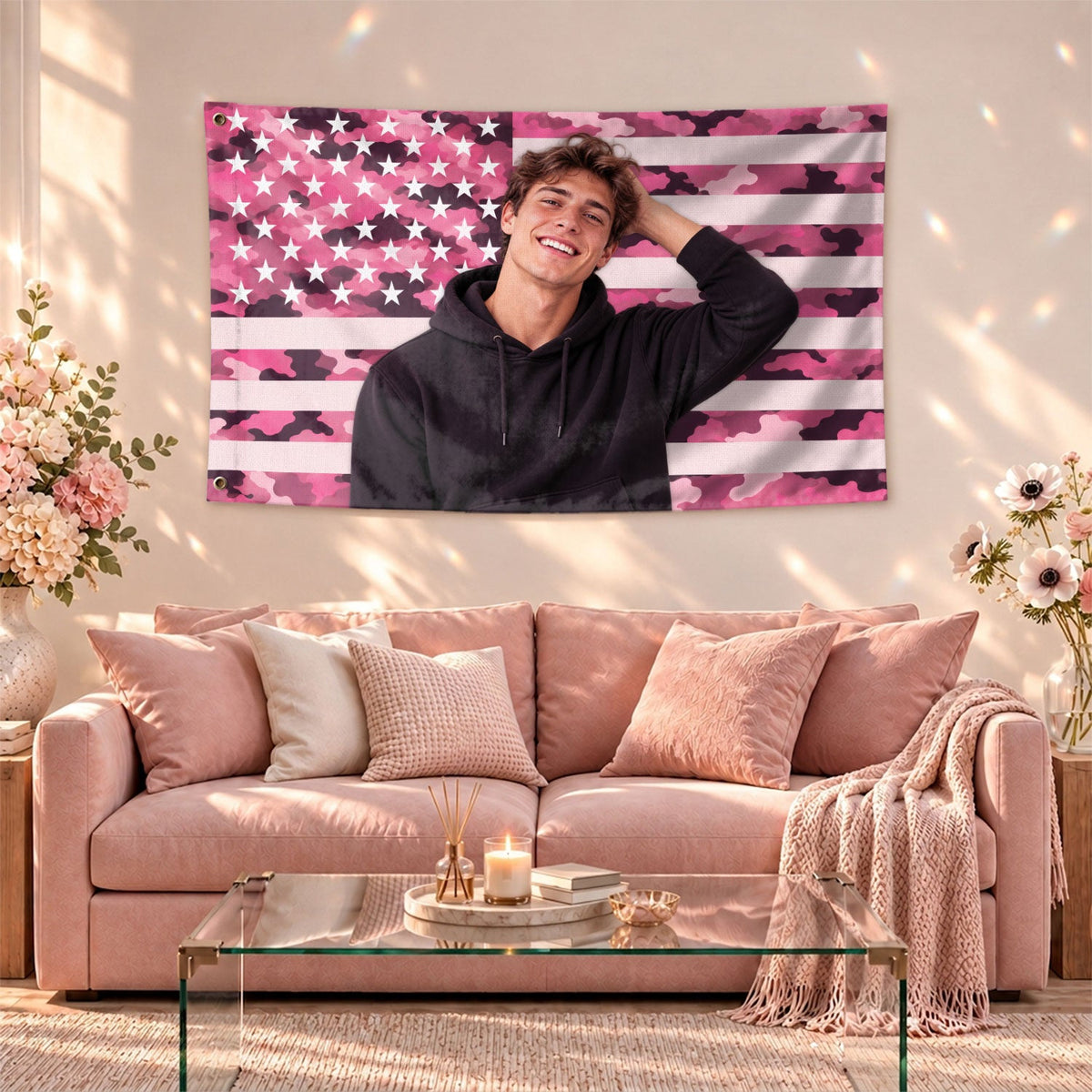 Camouflage Military USA Design American Flag Custom, Custom Flag with Picture for Family Memories, Flag Custom-Made Personalized Gift, Pallyprints Co.