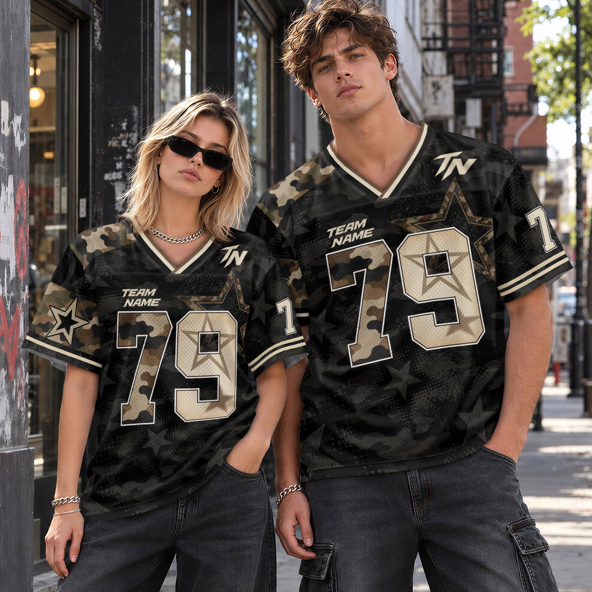 Custom Lone Riders Football Jersey Unisex Camo Star Y2K Jersey Shirt Clothing Apparel