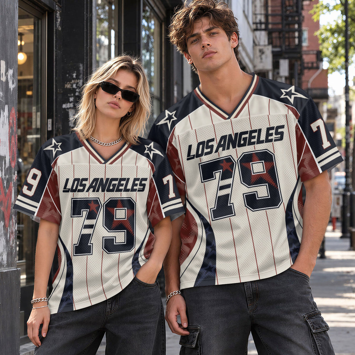 Custom Los Angeles Football Jersey Unisex Vintage Pinstripe Y2K Outfits Shirt Apparel