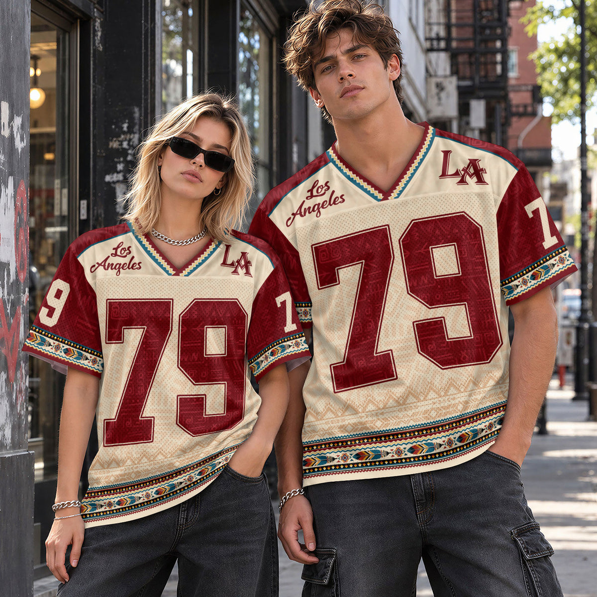 Custom Los Angeles Football Jersey Unisex Aztec Pattern Y2K Jersey Shirt Apparel