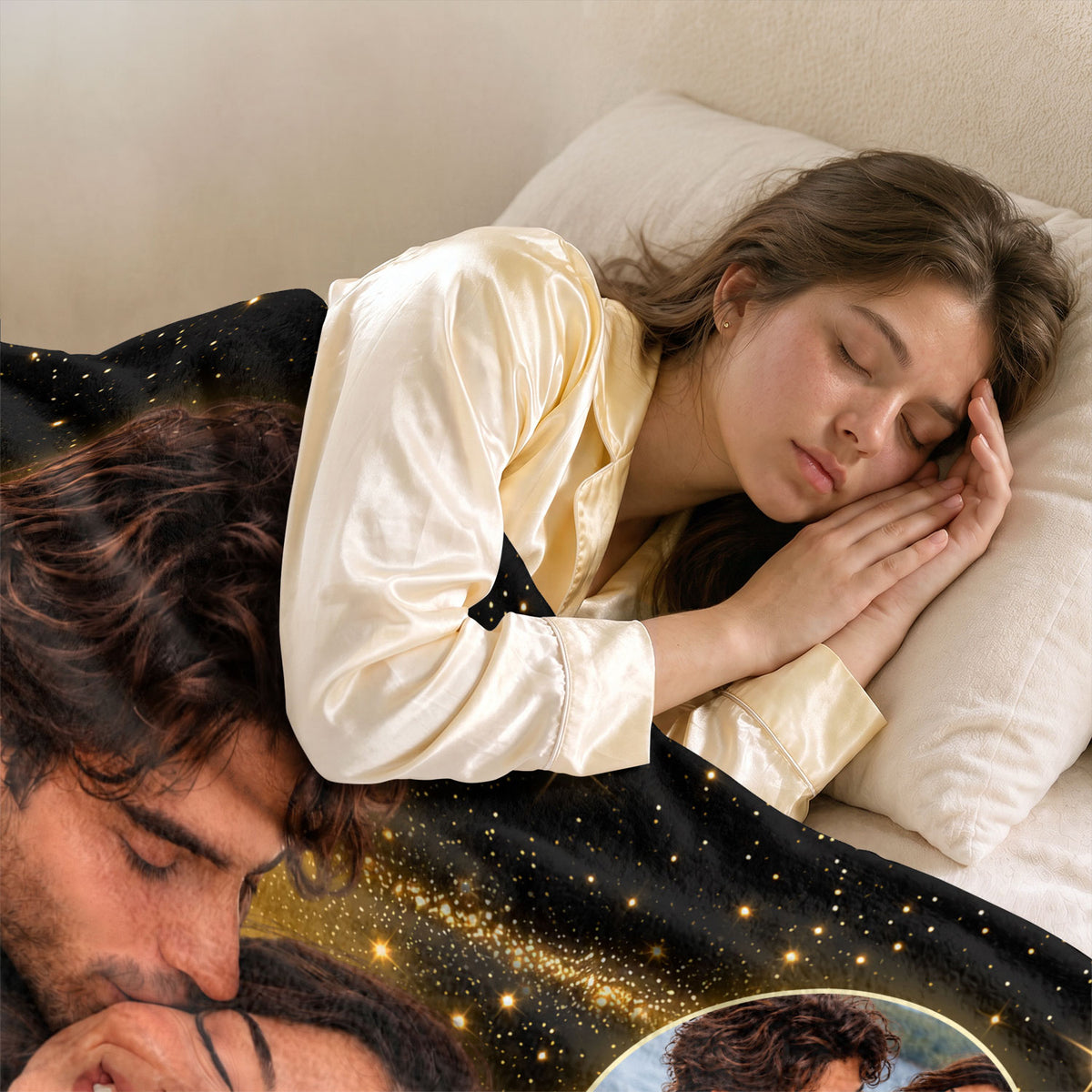 Custom Photo Collage Fleece Blanket Starry Sparkle Picture Throw Warm Bedding Cover
