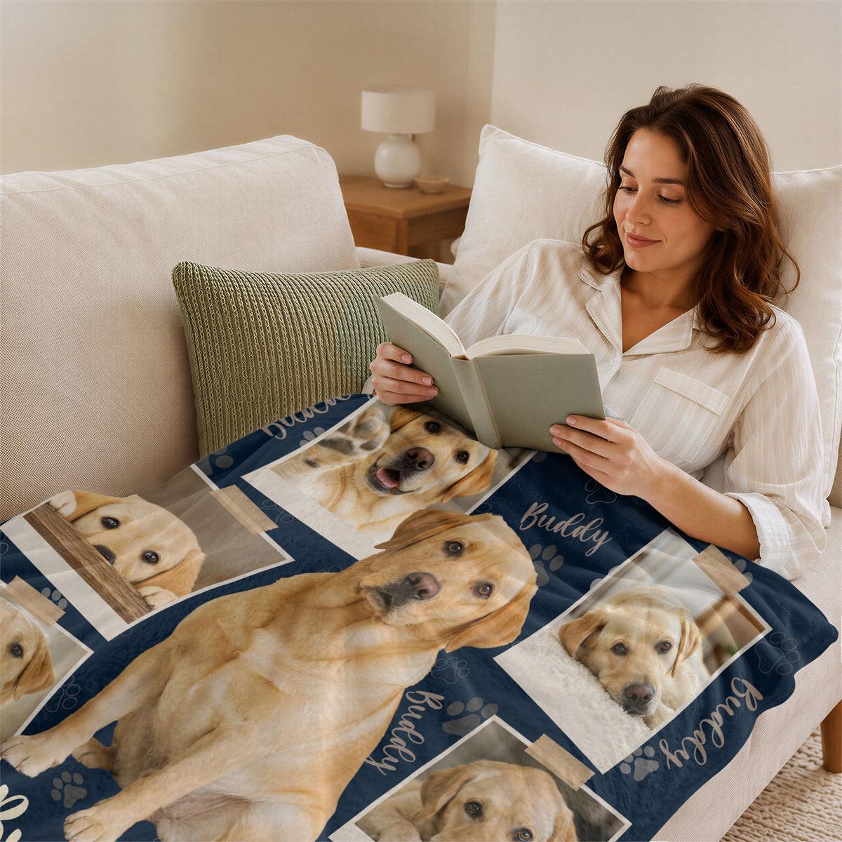 Custom Dog Photo Blanket Pet Loss Memorial Picture Collage Soft Fleece Throw Gift