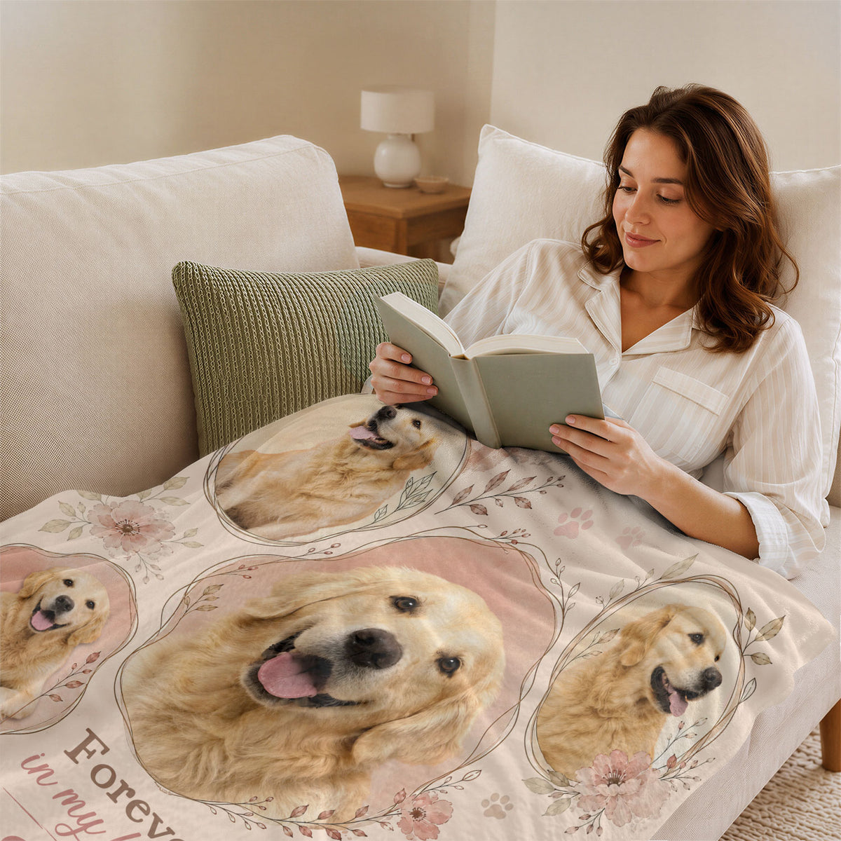 Custom Dog Photo Memorial Blanket Picture Collage Soft Fleece Throw Pet Loss Sympathy Gift