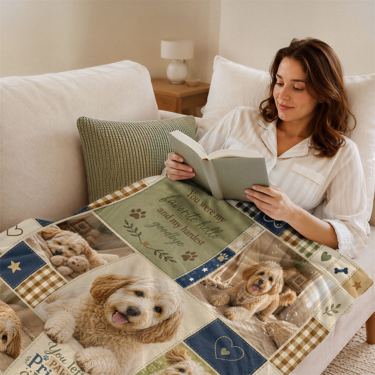 Custom Dog Photo Memorial Blanket Picture Collage Paw Prints Soft Fleece Sympathy Gift