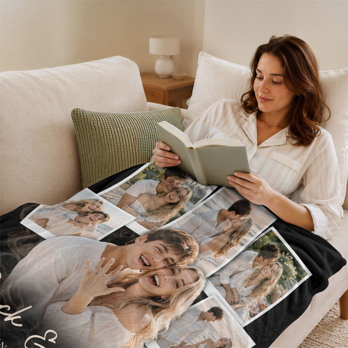 Custom Couple Photo Collage Engagement Blanket Names Date Throw Blanket Keepsake Decor