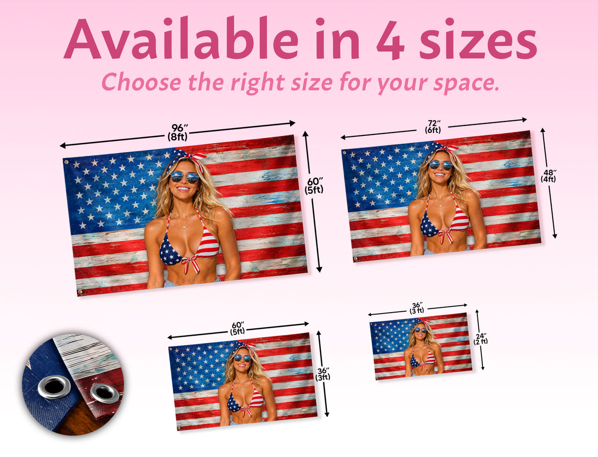 Custom American Flag with Photo Personalized Rustic Wood Picture Flag USA Decor Gift