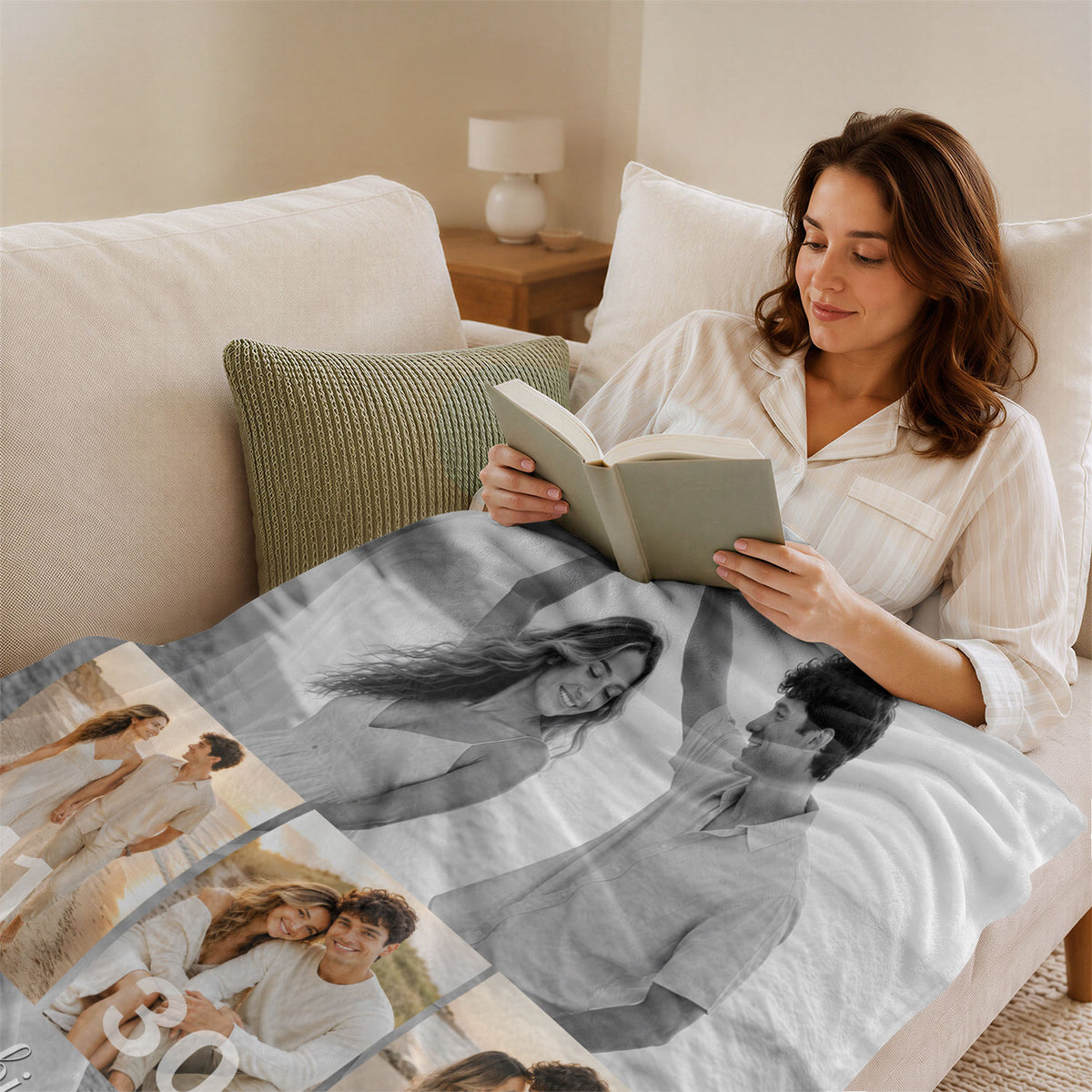Personalized Couple Picture Blanket Custom Photo Collage Soft Warm Fleece Blanket Date