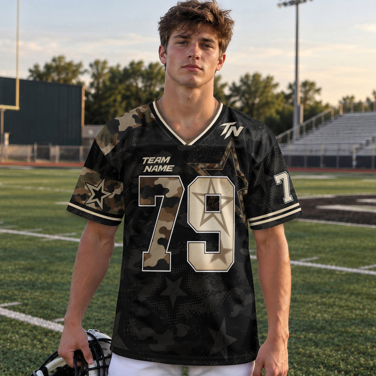 Custom Lone Riders Football Jersey Unisex Camo Star Y2K Jersey Shirt Clothing Apparel