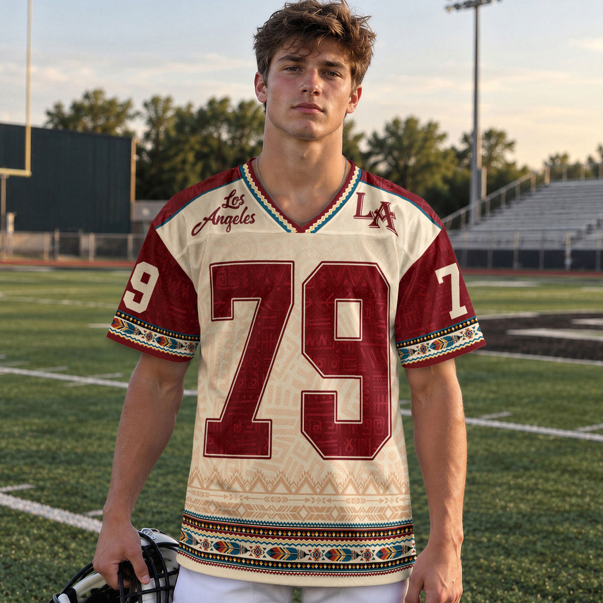 Custom Los Angeles Football Jersey Unisex Aztec Pattern Y2K Jersey Shirt Apparel