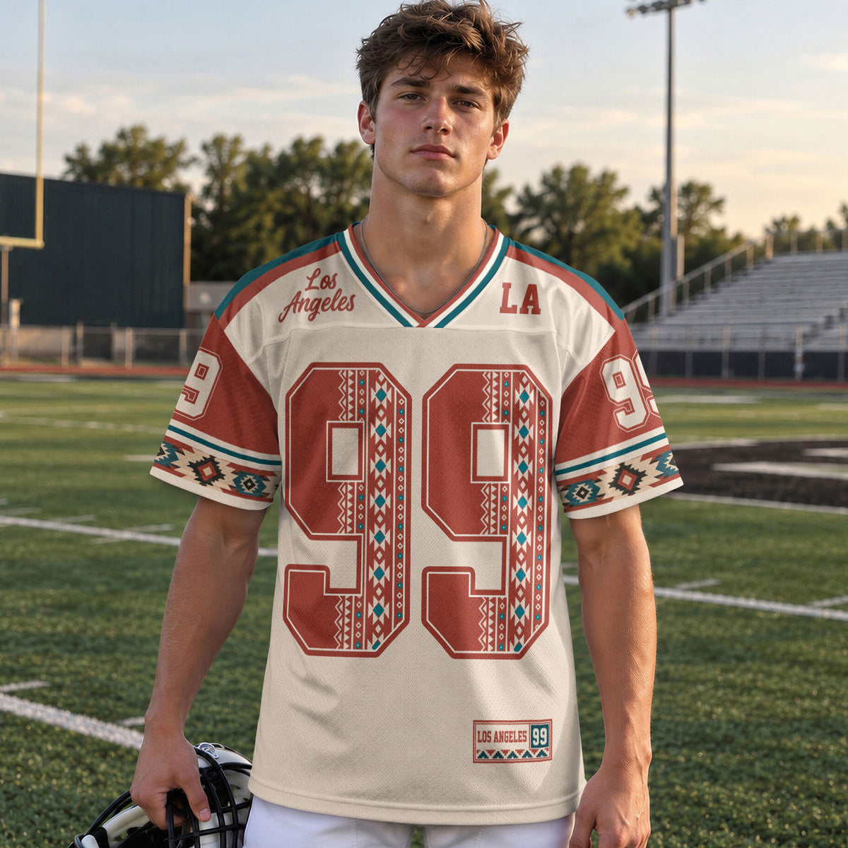 Custom Orange Los Angeles Football Y2K Outfits Unisex Ethnic Aztec Print Team Shirt
