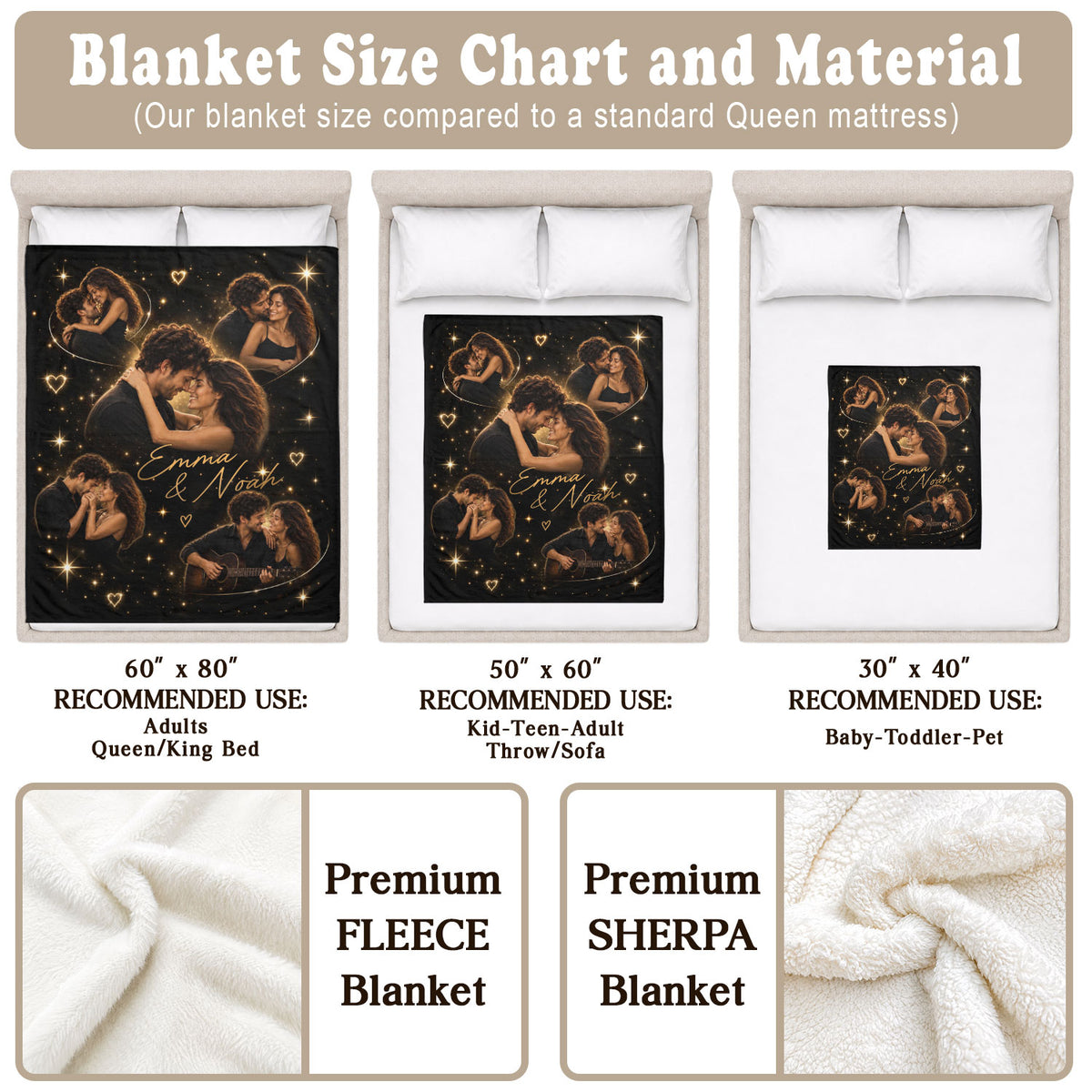 Custom Couple Photo Blanket Picture Collage Soft Fleece Throw Elegant Wedding Gift