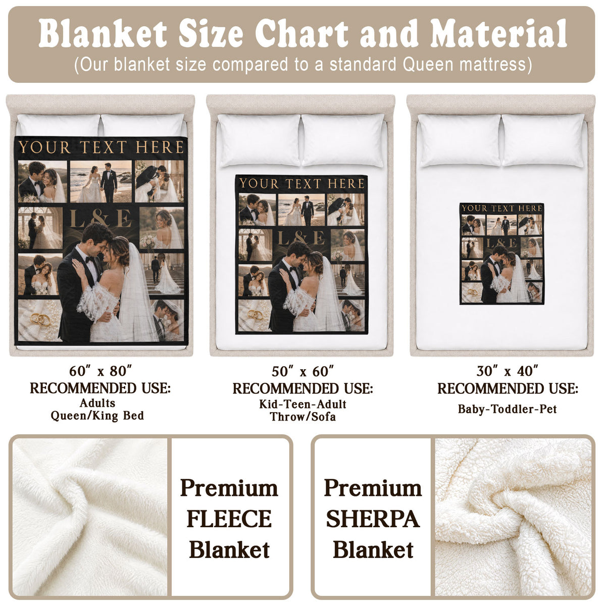 Custom Wedding Photo Collage Blanket Couple Initials Throw Blanket Keepsake Decor