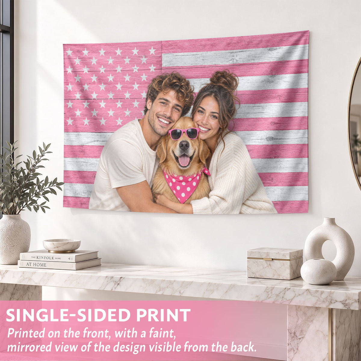 Custom Photo Patriotic American Flag Tapestry Rustic Wood Stars Wall Hanging Backdrop