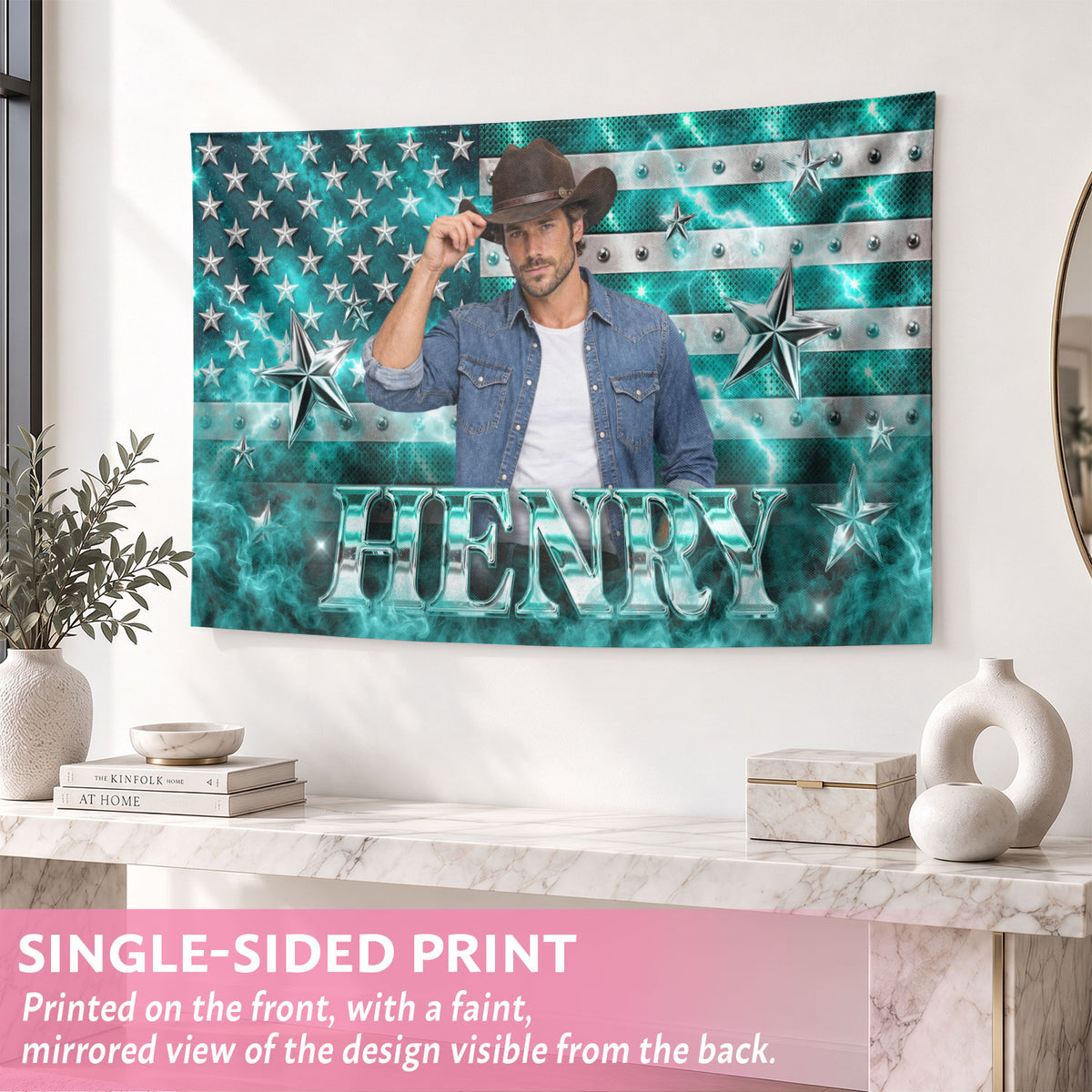 Custom Photo Patriotic American Flag Tapestry Lightning Stars Wall Hanging Backdrop Sheet