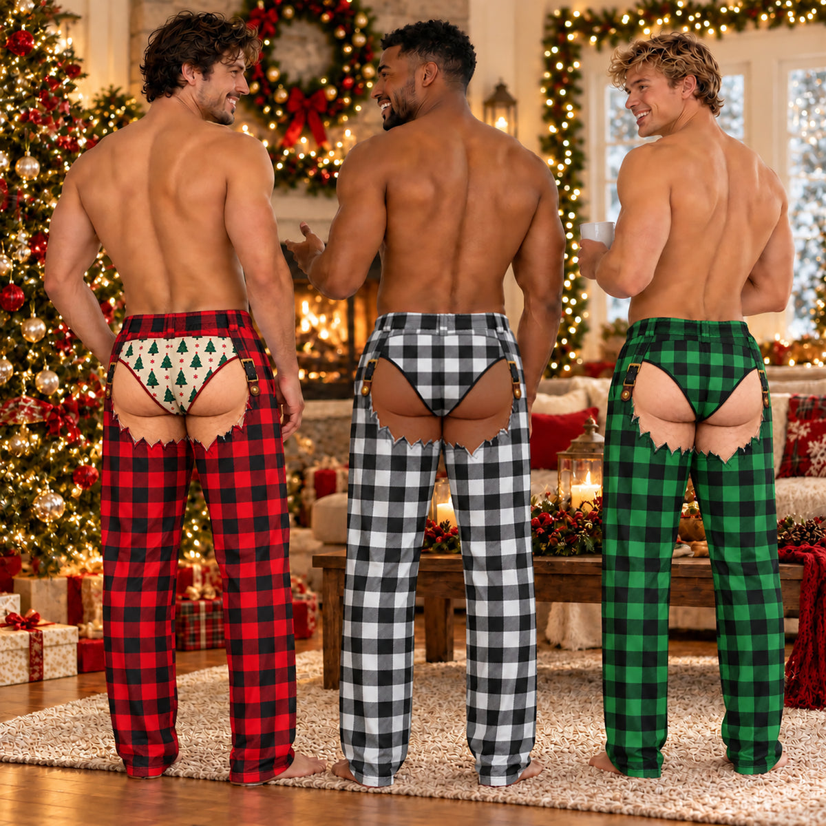 Funny Mens Pajama Pants with Hairy Legs Plaid, Custom Pajamas for Cozy Lounging, Bold Gag Gifts and Christmas Pajamas for Cozy Nights, Pallyprints Co.
