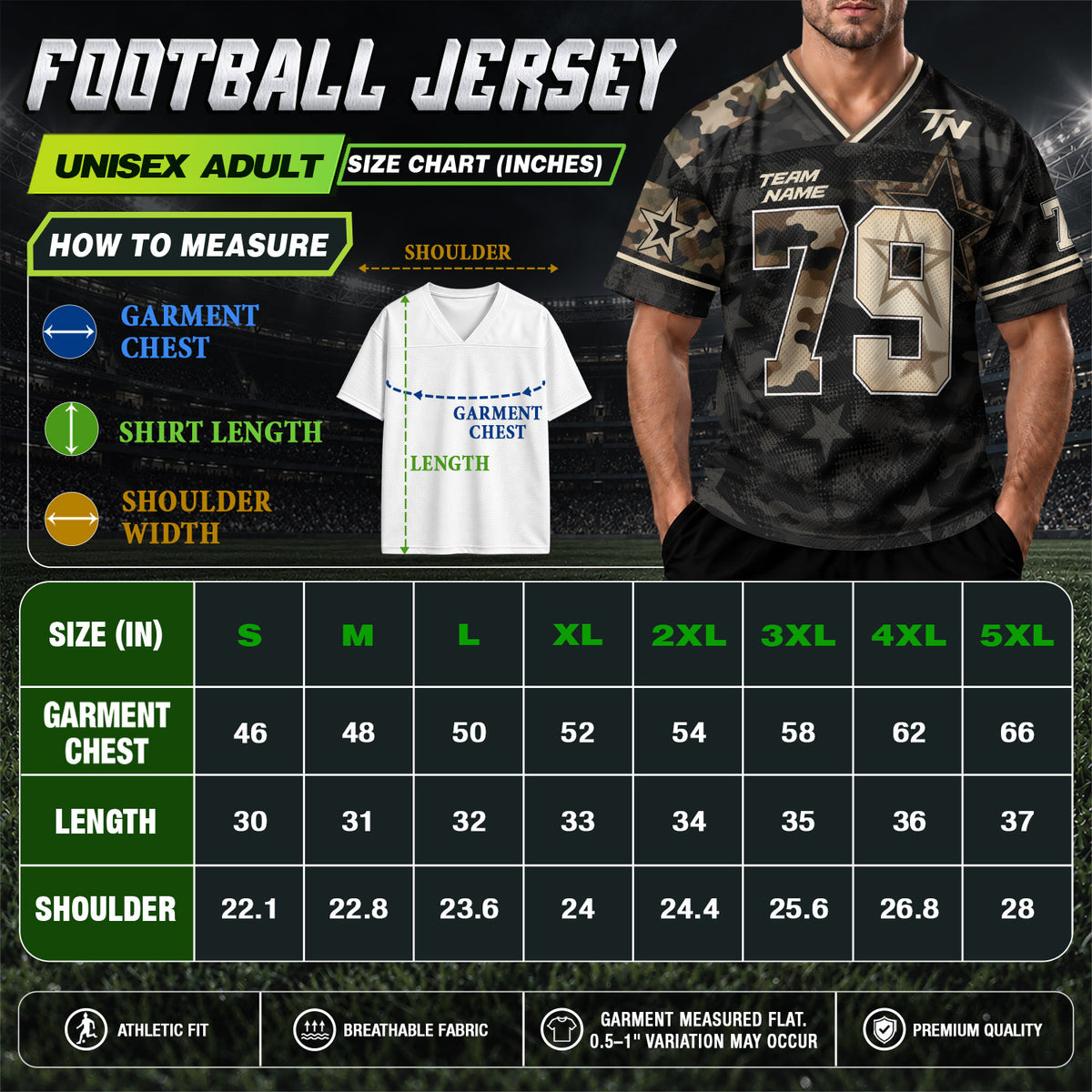 Custom Lone Riders Football Jersey Unisex Camo Star Y2K Jersey Shirt Clothing Apparel