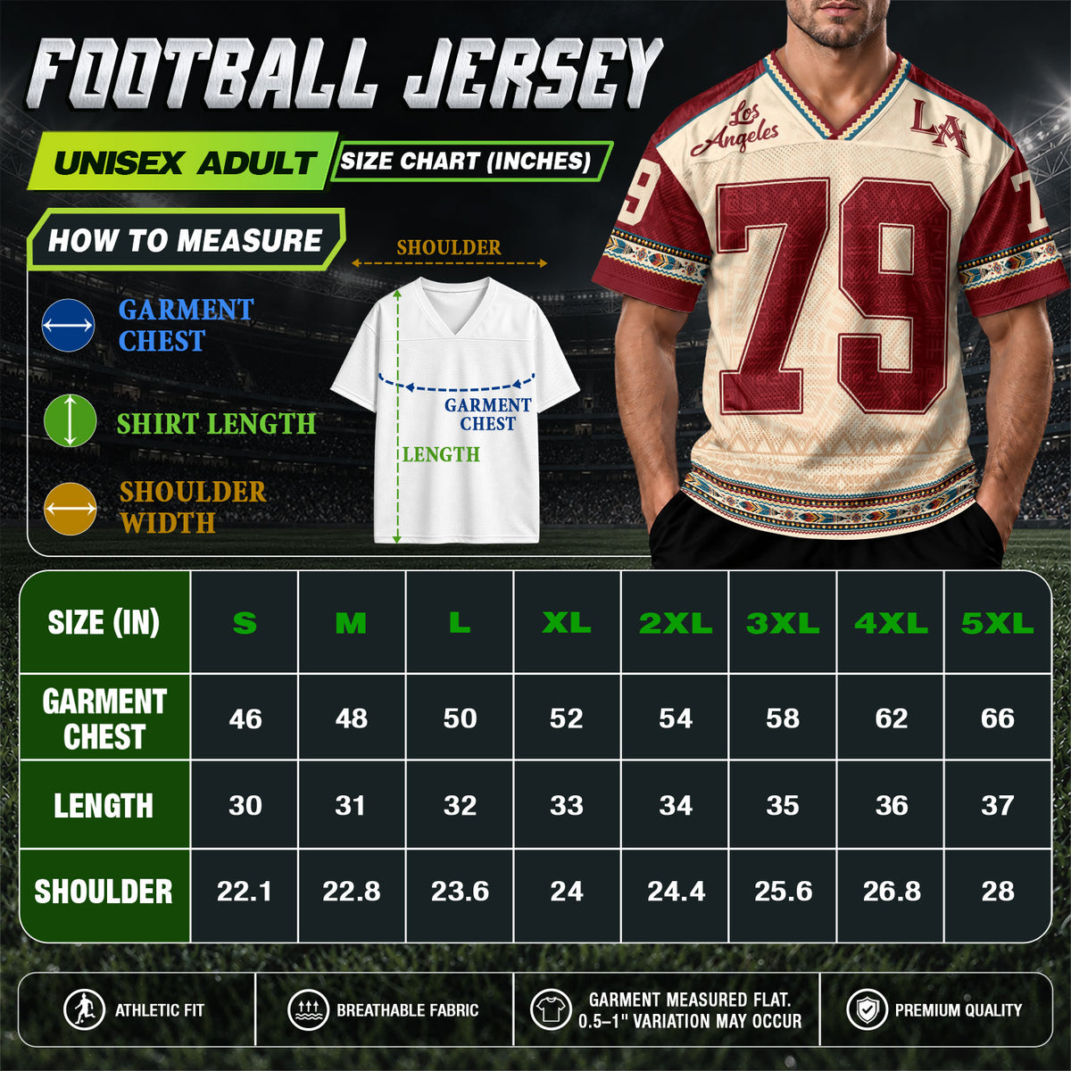 Custom Los Angeles Football Jersey Unisex Aztec Pattern Y2K Jersey Shirt Apparel