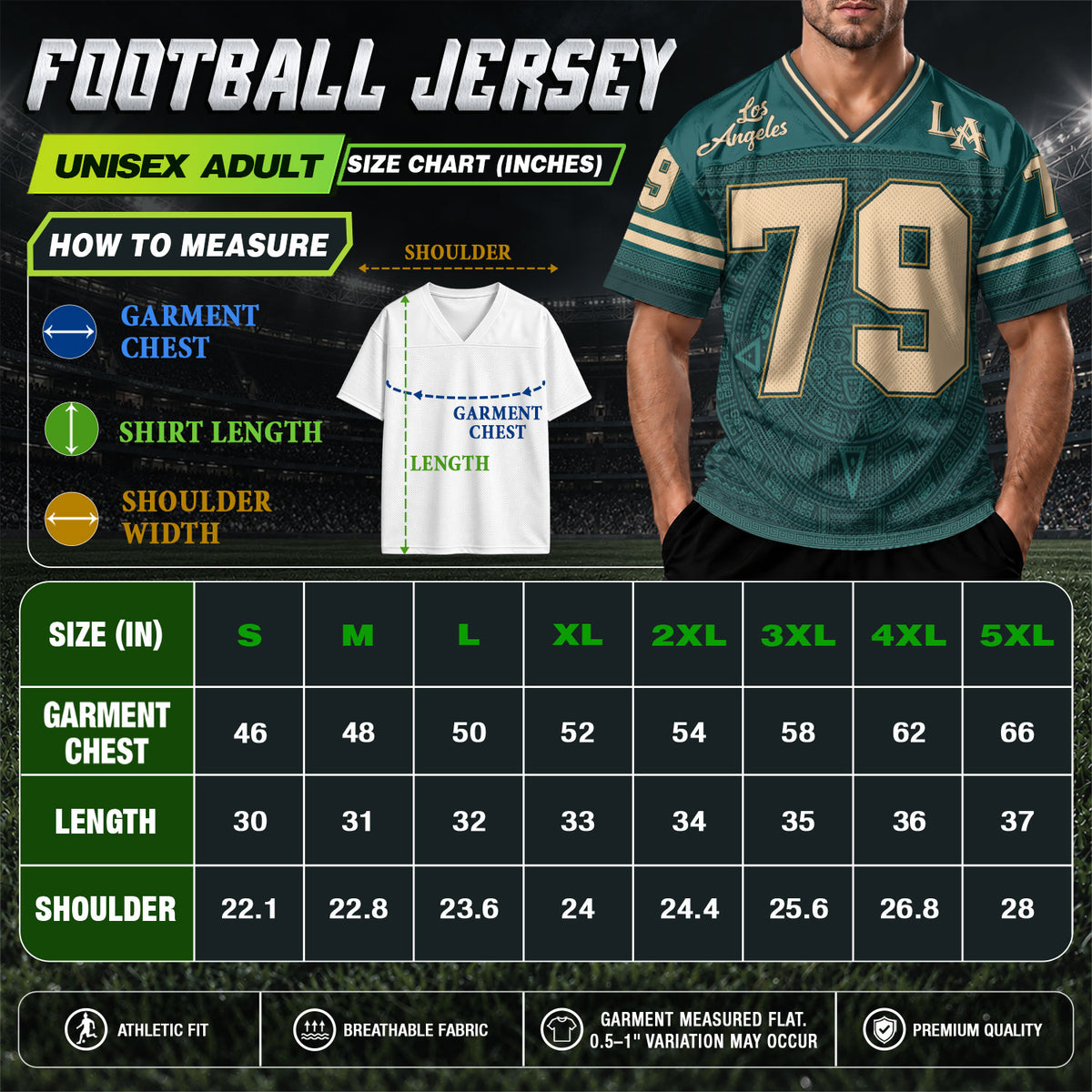 Custom Green Storm Hawks Football Jersey Unisex Aztec Pattern Y2K Outfits Clothing