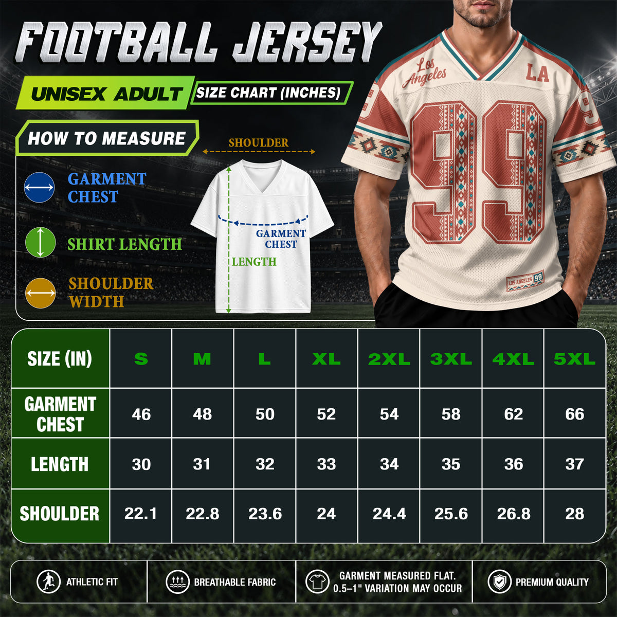 Custom Orange Los Angeles Football Y2K Outfits Unisex Ethnic Aztec Print Team Shirt