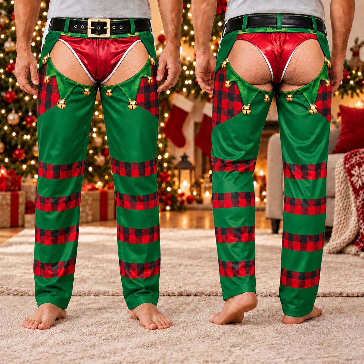 Christmas Elf Funny Mens Pajama Pants, Custom Pajamas for Cozy Lounging, Playful Gag Gifts and Christmas Pajamas for Winter Nights, Pallyprints Co.