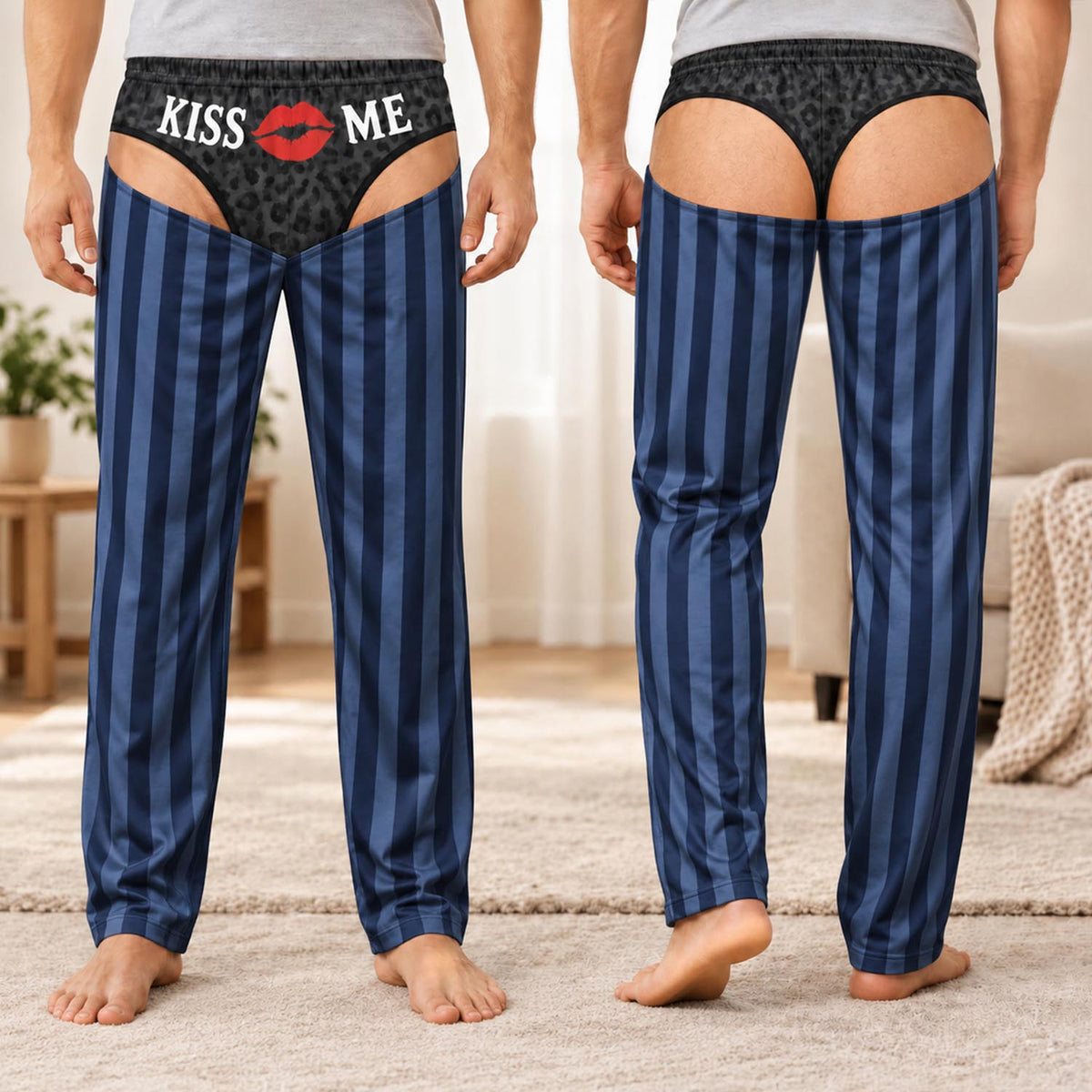 Kiss Me Camo Funny Mens Pajama Pants, Custom Pajamas for Relaxed Evenings, Bold Gag Gifts and Christmas Pajamas with Playful Humor, Pallyprints Co.