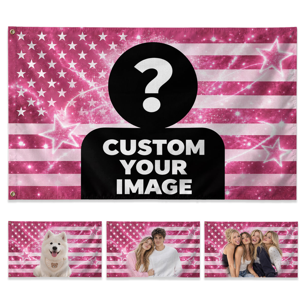 Custom Photo Picture Flag American Stars Stripes Personalized Wall Hanging Banner