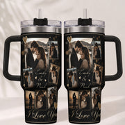 Custom Couple Memory Collage Tumbler Names Date Insulated Drinkware Cup Lid Piece