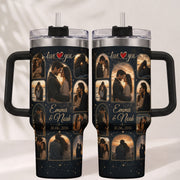 Custom Romantic Photo Collage Tumbler Names Date Thermal Drinkware Cup Lid Piece
