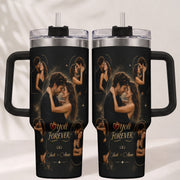 Custom Couple Forever Photo Collage Tumbler Names Date Thermal Drinkware Cup Lid Item