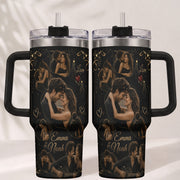 Custom Couple Love Photo Collage Tumbler Names Thermal Drinkware Cup Lid Piece Item