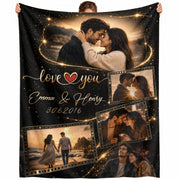 Custom Couple Photo Blanket Picture Collage Film Roll Soft Fleece Throw Anniversary Gift