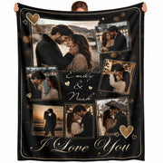 Custom Couple Photo Blanket Picture Collage I Love You Names Soft Fleece Anniversary Gift