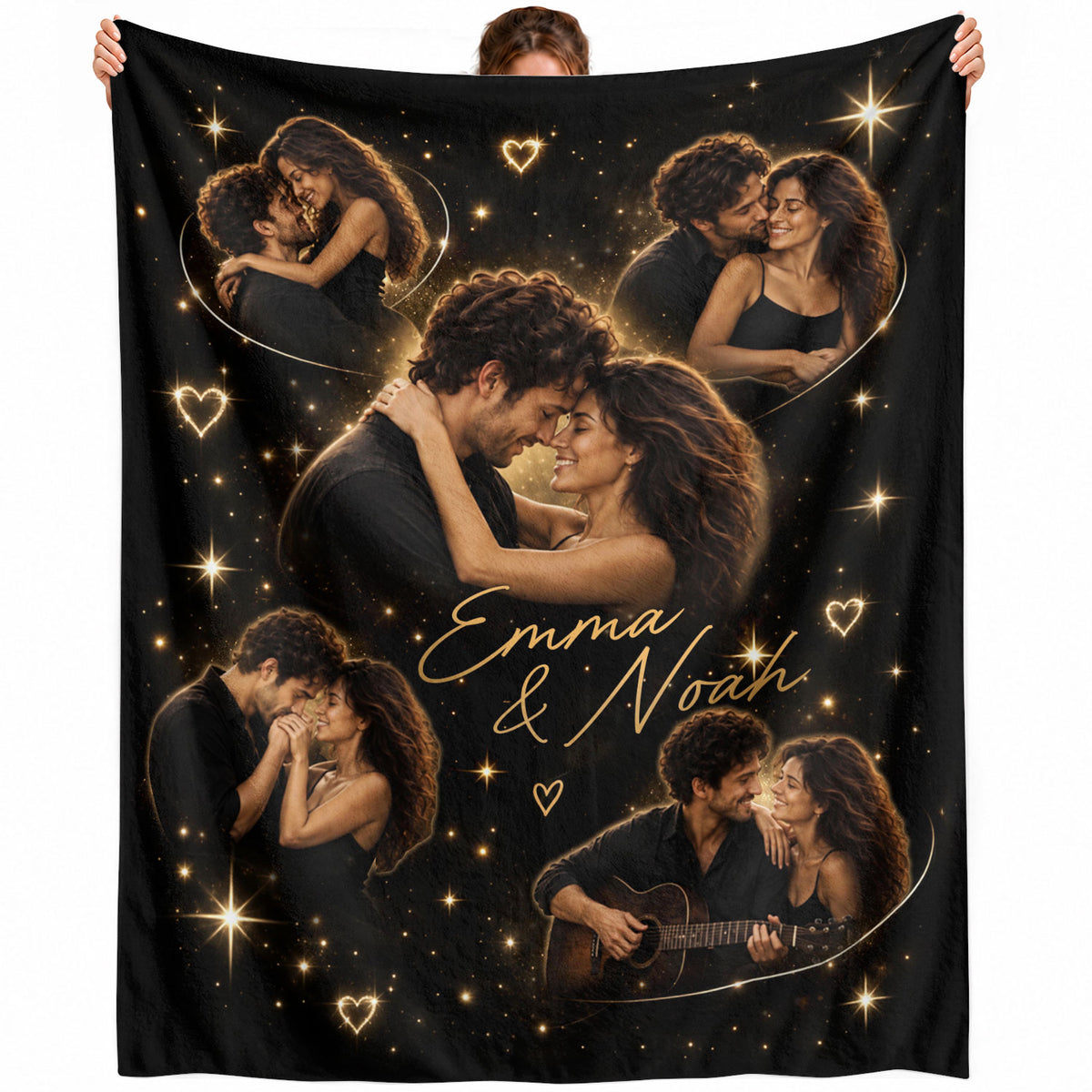 Custom Couple Photo Blanket Picture Collage Soft Fleece Throw Elegant Wedding Gift