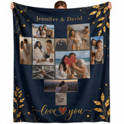 Custom Couple Photo Blanket Picture Heart Collage Names Soft Fleece Throw Anniversary Gift