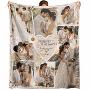 Custom Couple Photo Blanket Picture Forever Always Heart Collage Fleece Anniversary Gift
