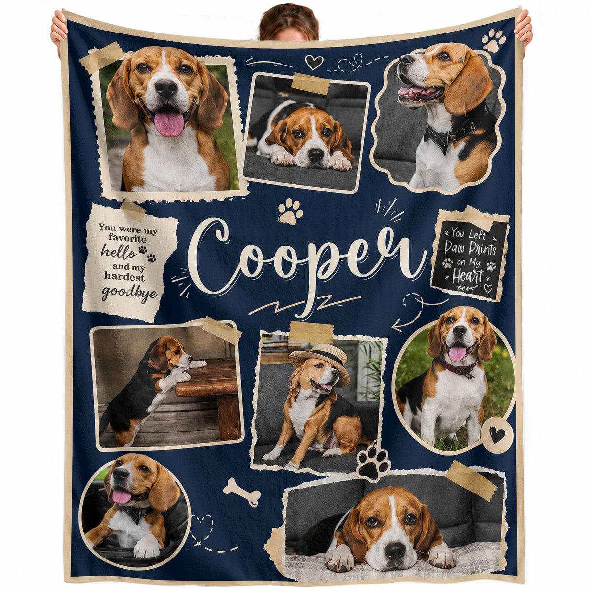 Personalized Custom Dog Photo Collage Memorial Blanket Pet Name Soft Throw Decor