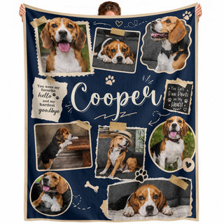 Personalized Custom Dog Photo Collage Memorial Blanket Pet Name Soft Throw Decor