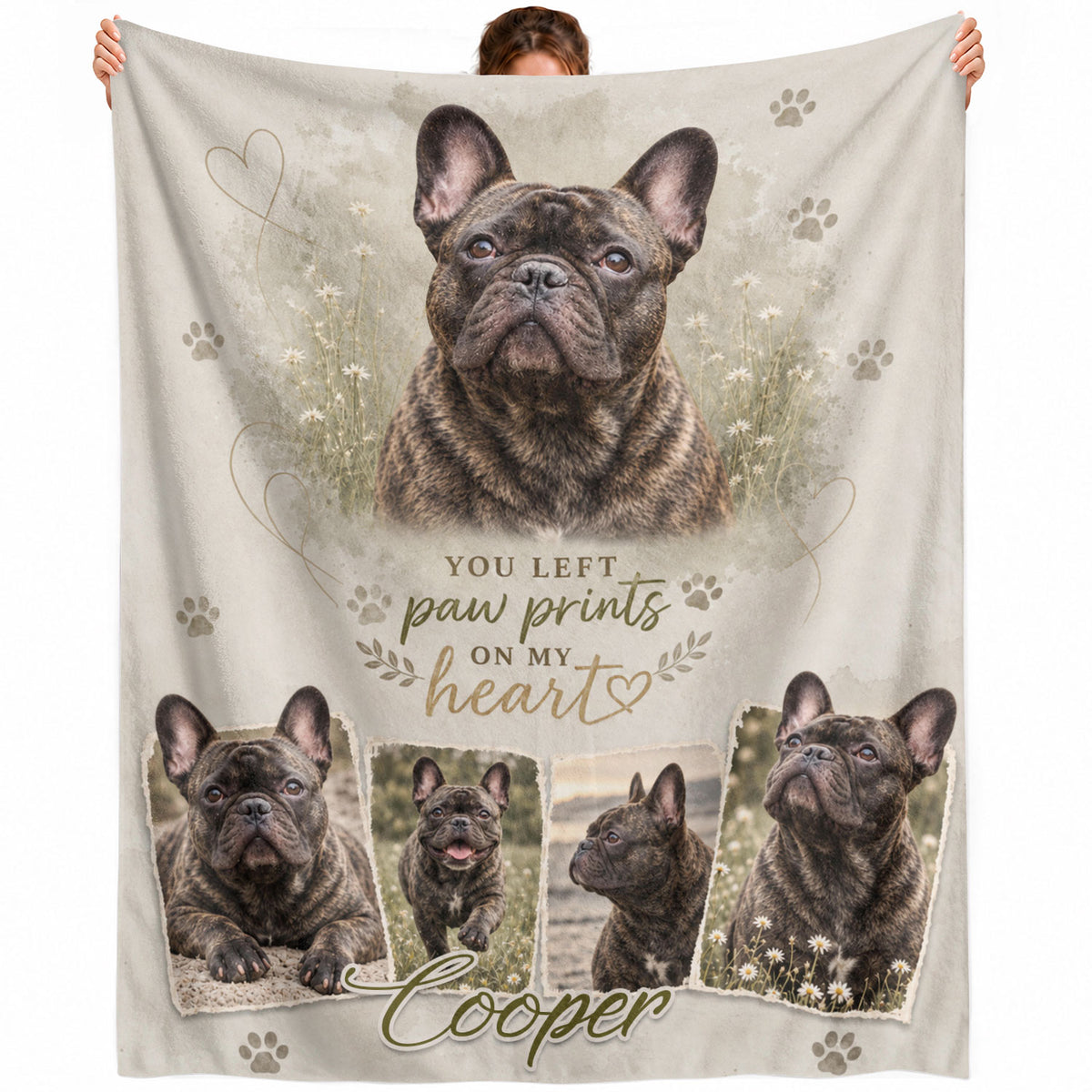 Personalized Custom Dog Photo Collage Memorial Blanket Pet Name Throw Blanket Decor