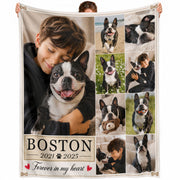 Custom Dog Photo Blanket Pet Memorial Collage Forever In My Heart Soft Fleece Loss Gift