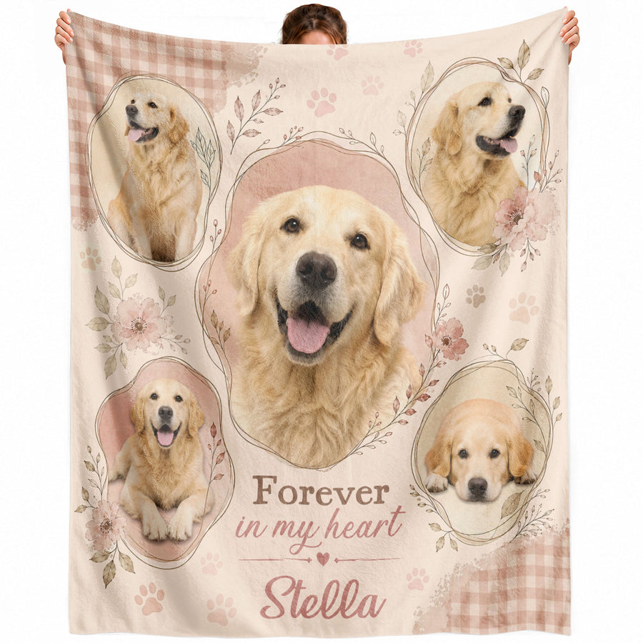 Custom Dog Photo Memorial Blanket Picture Collage Soft Fleece Throw Pet Loss Sympathy Gift